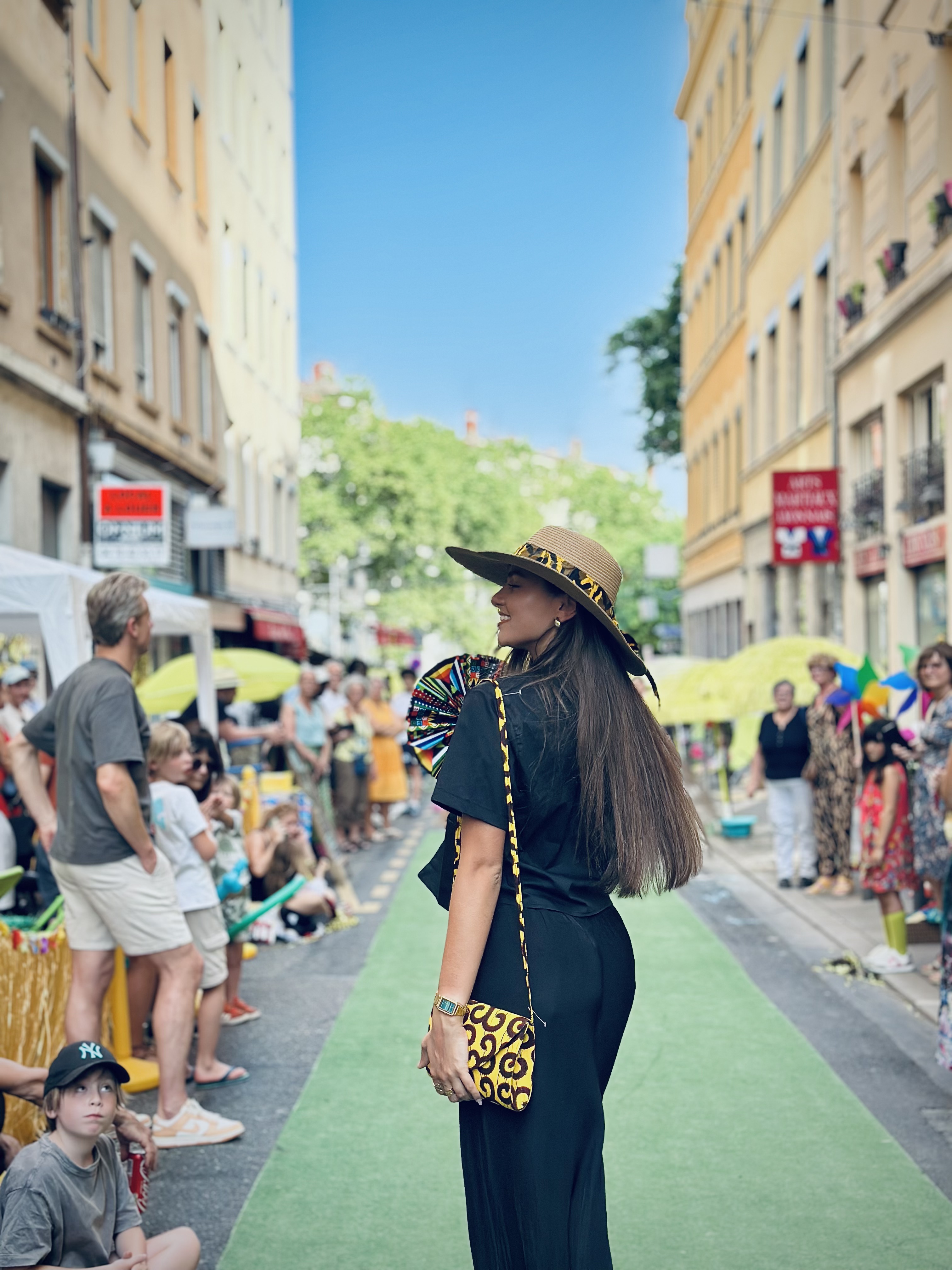 Jupe asymétrique en Bogolan naturel, taille unique